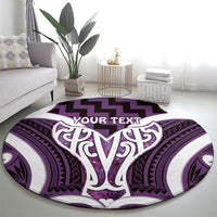 Aotearoa Atua Tangaroa Personalised Round Carpet God Of The Sea Maori Whale Tail Purple