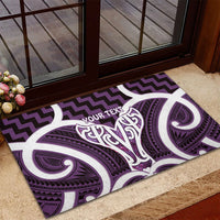 Aotearoa Atua Tangaroa Personalised Rubber Doormat God Of The Sea Maori Whale Tail Purple