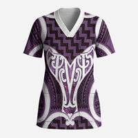 Aotearoa Atua Tangaroa Personalised Scrub Top God Of The Sea Maori Whale Tail Purple