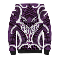 Aotearoa Atua Tangaroa Personalised Sherpa Hoodie God Of The Sea Maori Whale Tail Purple