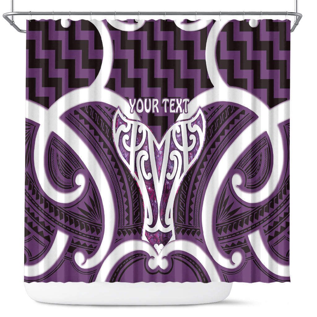 Aotearoa Atua Tangaroa Personalised Shower Curtain God Of The Sea Maori Whale Tail Purple