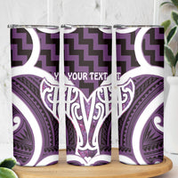 Aotearoa Atua Tangaroa Personalised Skinny Tumbler God Of The Sea Maori Whale Tail Purple