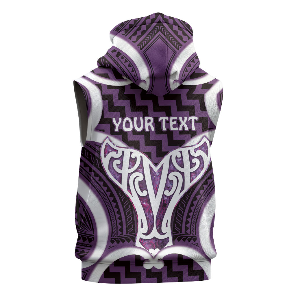 Aotearoa Atua Tangaroa Personalised Sleeveless Hoodie God Of The Sea Maori Whale Tail Purple