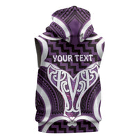 Aotearoa Atua Tangaroa Personalised Sleeveless Hoodie God Of The Sea Maori Whale Tail Purple