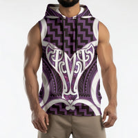 Aotearoa Atua Tangaroa Personalised Sleeveless Hoodie God Of The Sea Maori Whale Tail Purple