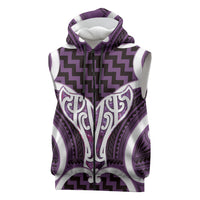 Aotearoa Atua Tangaroa Personalised Sleeveless Zip Hoodie God Of The Sea Maori Whale Tail Purple