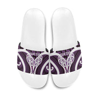 Aotearoa Atua Tangaroa Personalised Slide Sandals God Of The Sea Maori Whale Tail Purple