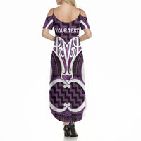 Aotearoa Atua Tangaroa Personalised Summer Maxi Dress God Of The Sea Maori Whale Tail Purple
