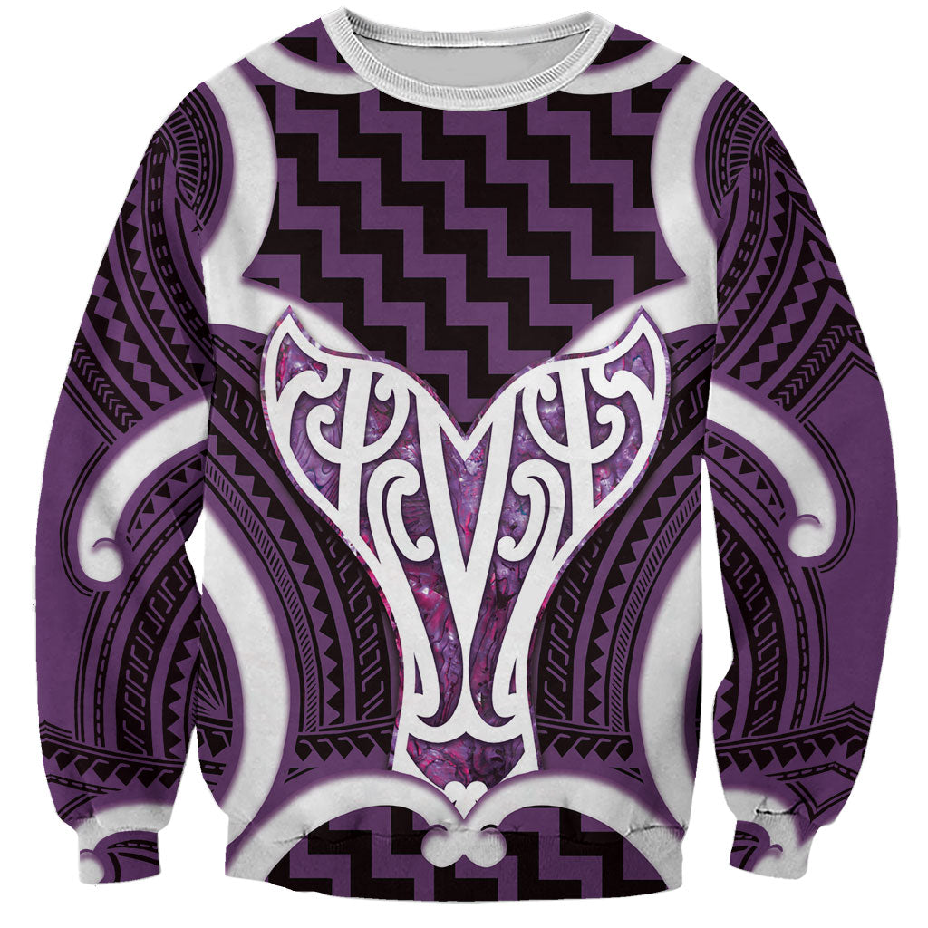 Aotearoa Atua Tangaroa Personalised Sweatshirt God Of The Sea Maori Whale Tail Purple