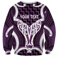 Aotearoa Atua Tangaroa Personalised Sweatshirt God Of The Sea Maori Whale Tail Purple