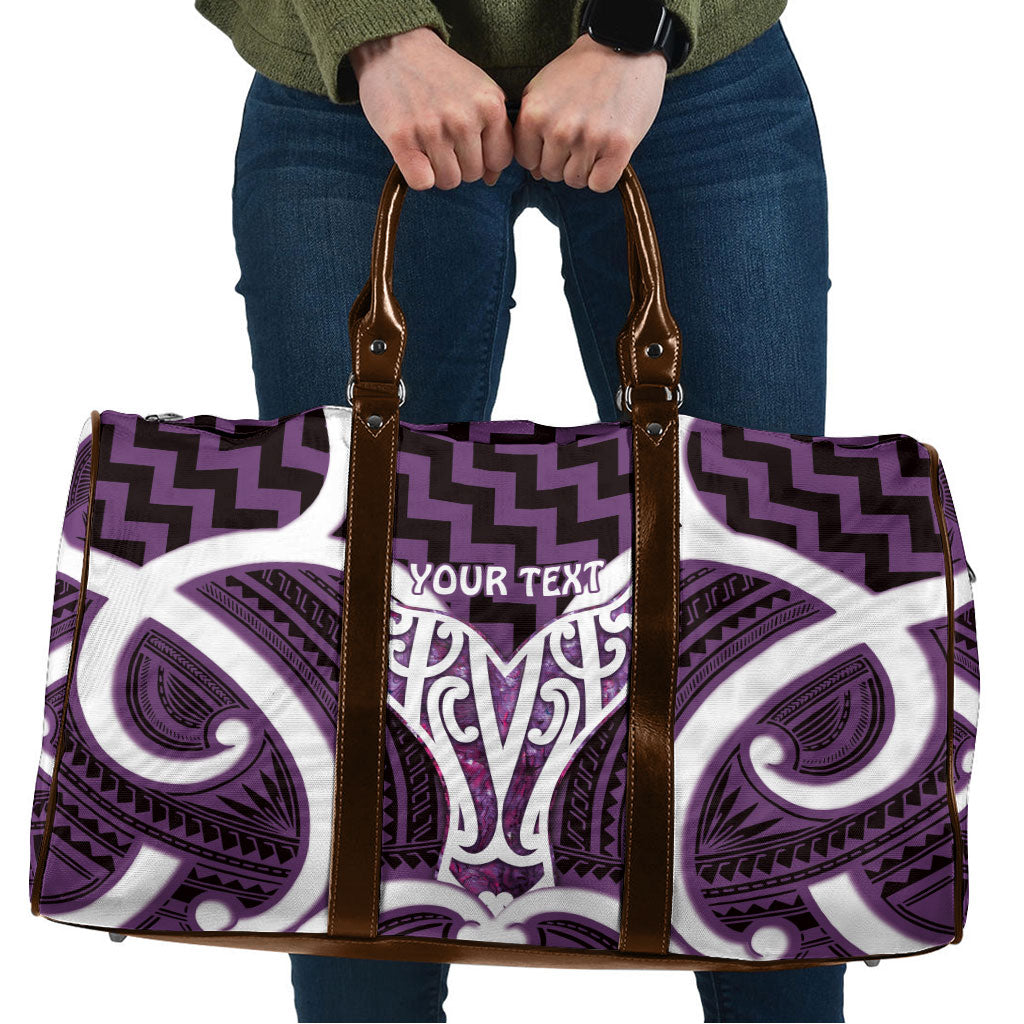 Aotearoa Atua Tangaroa Personalised Travel Bag God Of The Sea Maori Whale Tail Purple