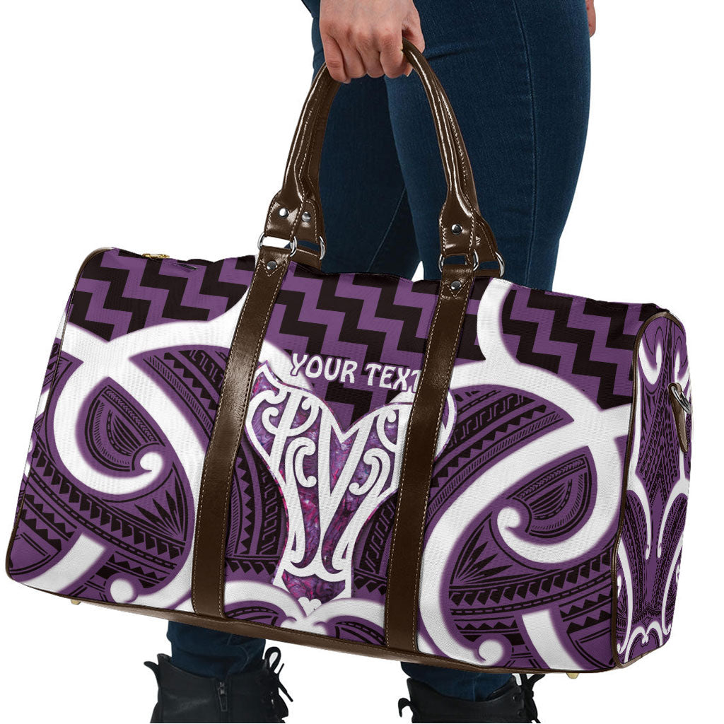 Aotearoa Atua Tangaroa Personalised Travel Bag God Of The Sea Maori Whale Tail Purple