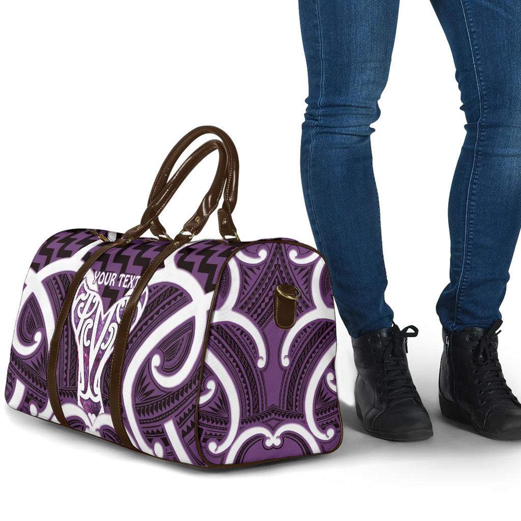 Aotearoa Atua Tangaroa Personalised Travel Bag God Of The Sea Maori Whale Tail Purple