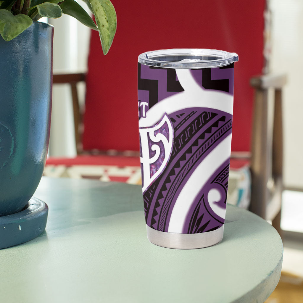 Aotearoa Atua Tangaroa Personalised Tumbler Cup God Of The Sea Maori Whale Tail Purple