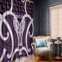 Aotearoa Atua Tangaroa Personalised Window Curtain God Of The Sea Maori Whale Tail Purple