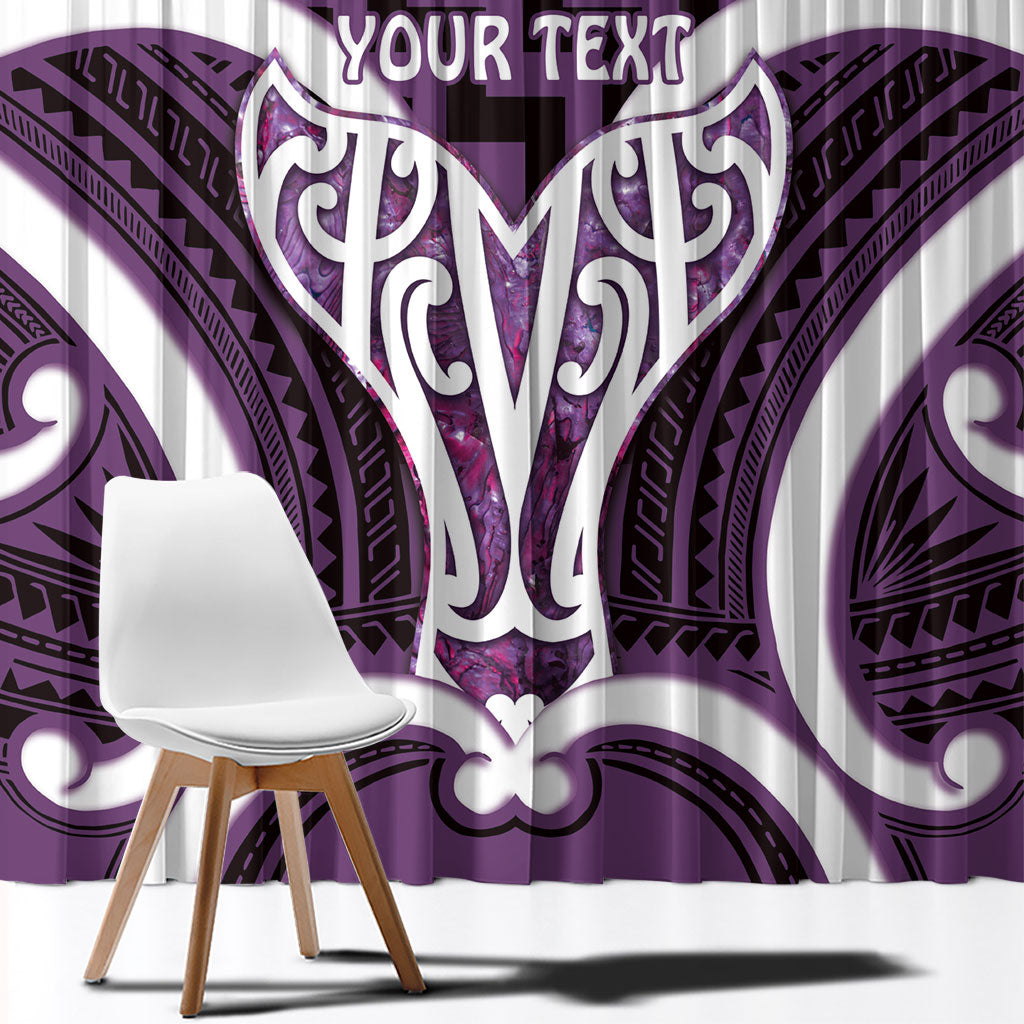 Aotearoa Atua Tangaroa Personalised Window Curtain God Of The Sea Maori Whale Tail Purple