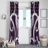 Aotearoa Atua Tangaroa Personalised Window Curtain God Of The Sea Maori Whale Tail Purple