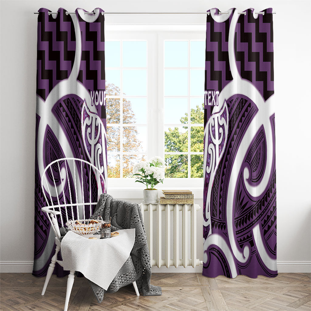 Aotearoa Atua Tangaroa Personalised Window Curtain God Of The Sea Maori Whale Tail Purple
