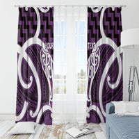 Aotearoa Atua Tangaroa Personalised Window Curtain God Of The Sea Maori Whale Tail Purple