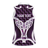 Aotearoa Atua Tangaroa Personalised Women Sleeveless Polo Shirt God Of The Sea Maori Whale Tail Purple