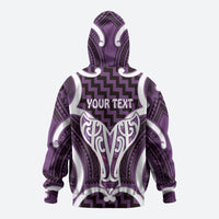 Aotearoa Atua Tangaroa Personalised Zip Hoodie God Of The Sea Maori Whale Tail Purple