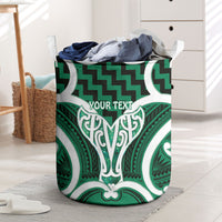 Aotearoa Atua Tangaroa Personalised Laundry Basket God Of The Sea Maori Whale Tail Green