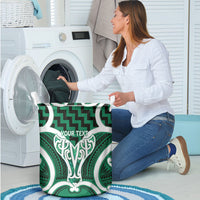 Aotearoa Atua Tangaroa Personalised Laundry Basket God Of The Sea Maori Whale Tail Green