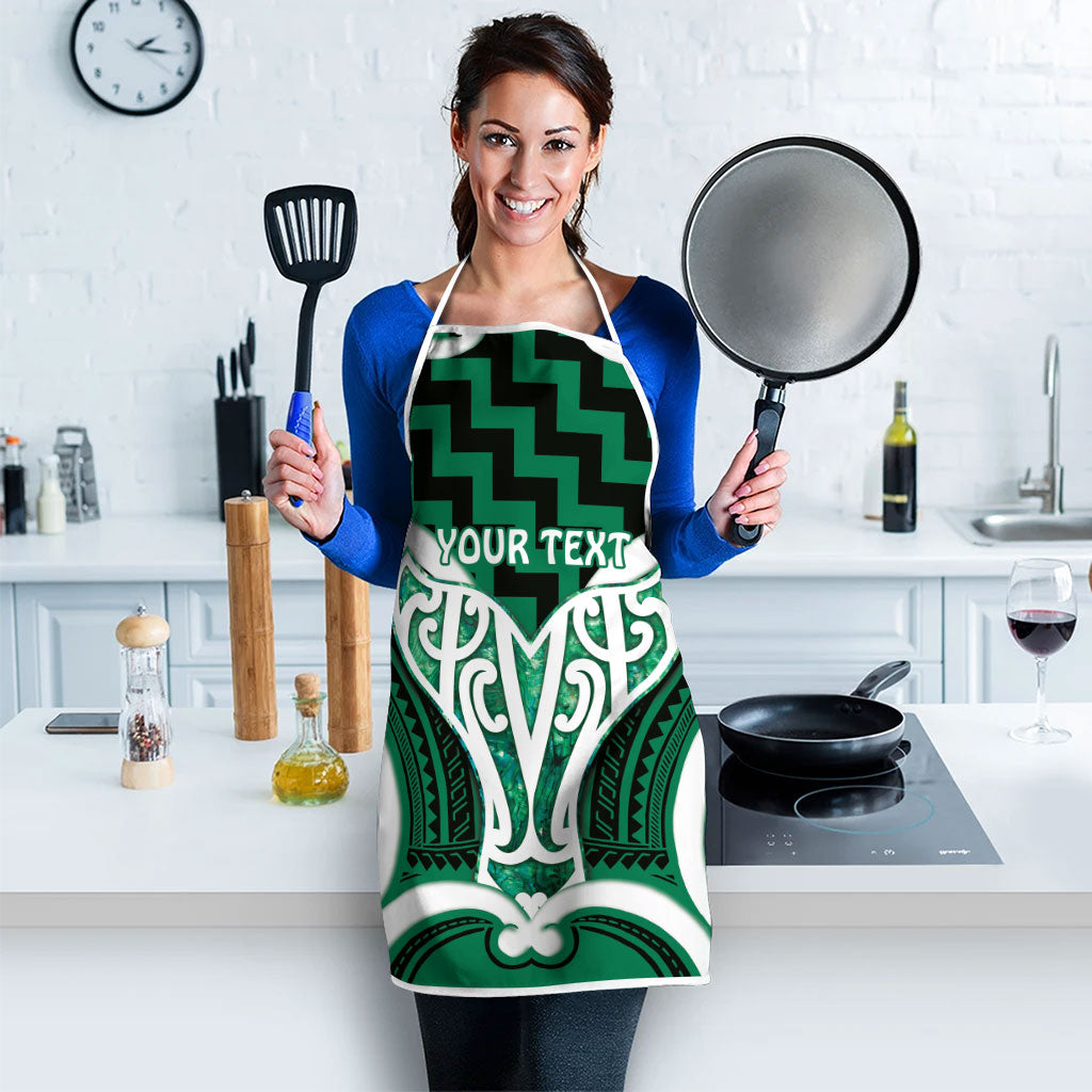 Aotearoa Atua Tangaroa Personalised Apron God Of The Sea Maori Whale Tail Green