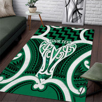 Aotearoa Atua Tangaroa Personalised Area Rug God Of The Sea Maori Whale Tail Green