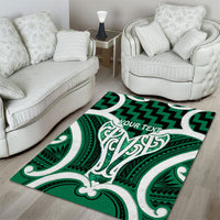 Aotearoa Atua Tangaroa Personalised Area Rug God Of The Sea Maori Whale Tail Green