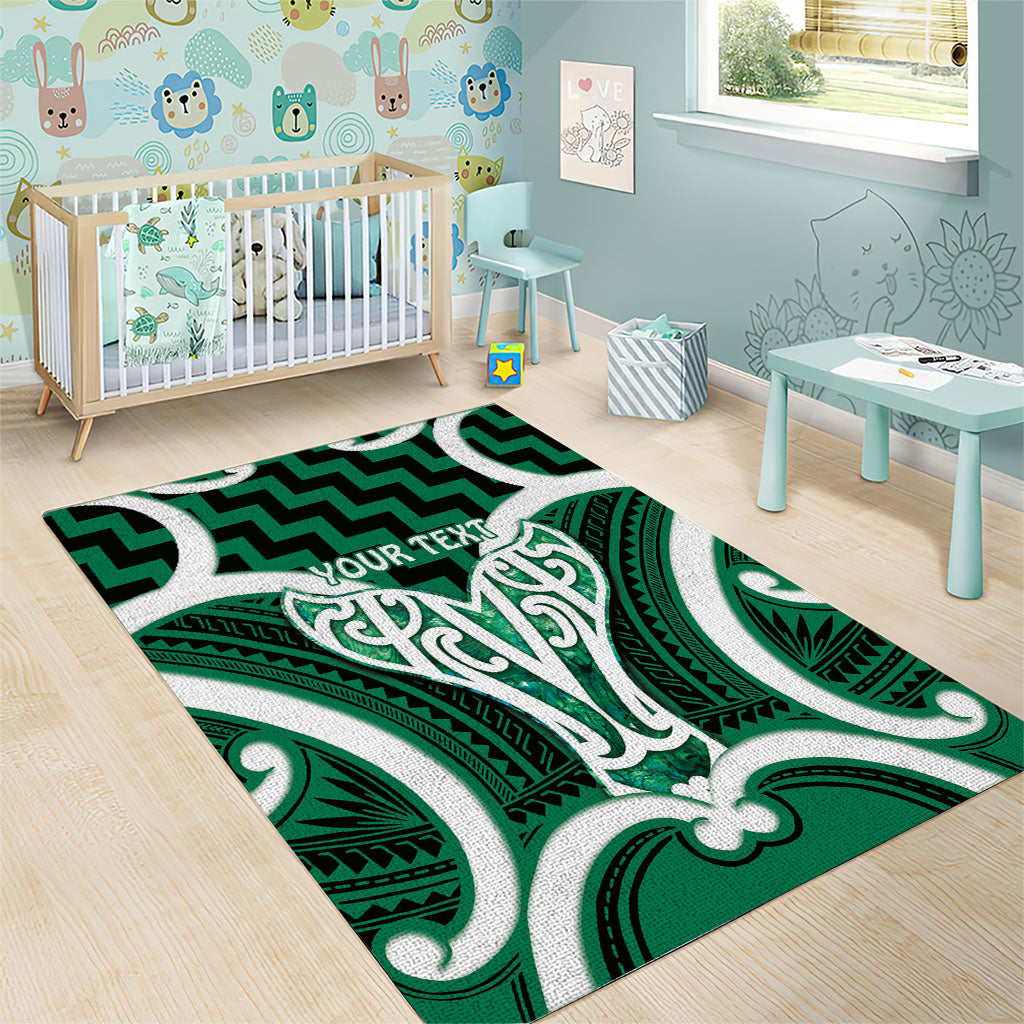 Aotearoa Atua Tangaroa Personalised Area Rug God Of The Sea Maori Whale Tail Green