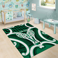 Aotearoa Atua Tangaroa Personalised Area Rug God Of The Sea Maori Whale Tail Green