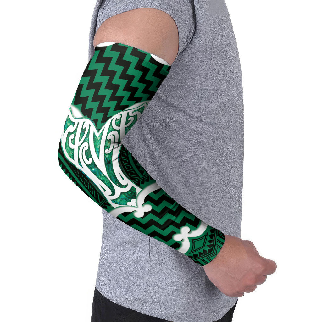Aotearoa Atua Tangaroa Personalised Arm Sleeves God Of The Sea Maori Whale Tail Green