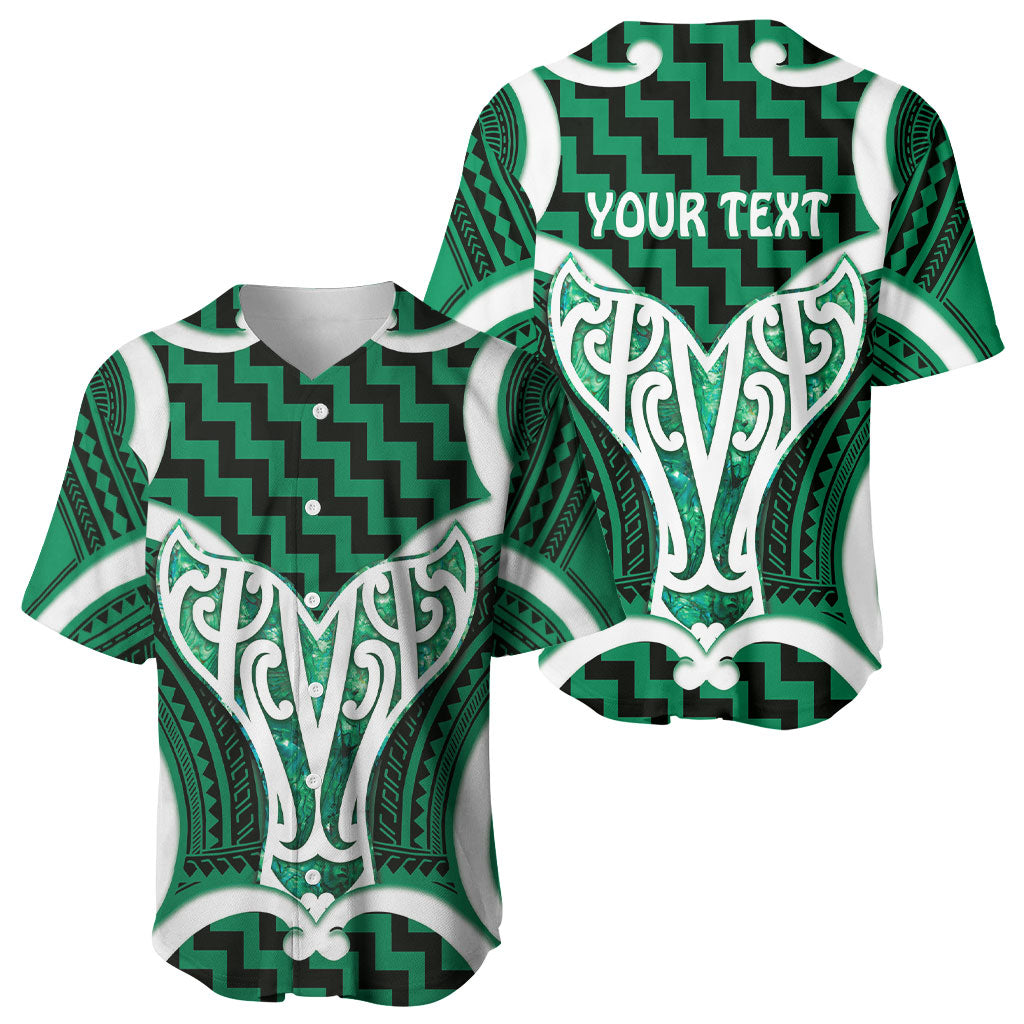 Aotearoa Atua Tangaroa Personalised Baseball Jersey God Of The Sea Maori Whale Tail Green