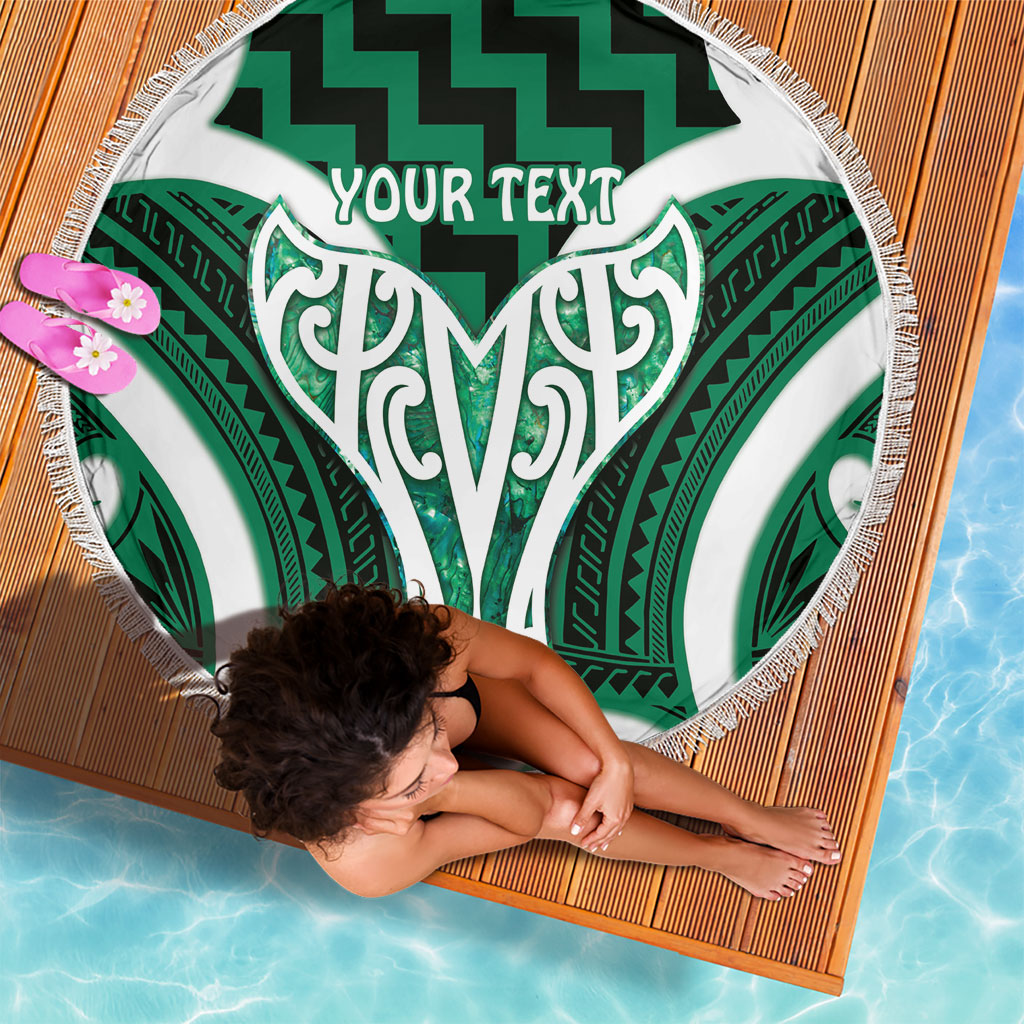 Aotearoa Atua Tangaroa Personalised Beach Blanket God Of The Sea Maori Whale Tail Green