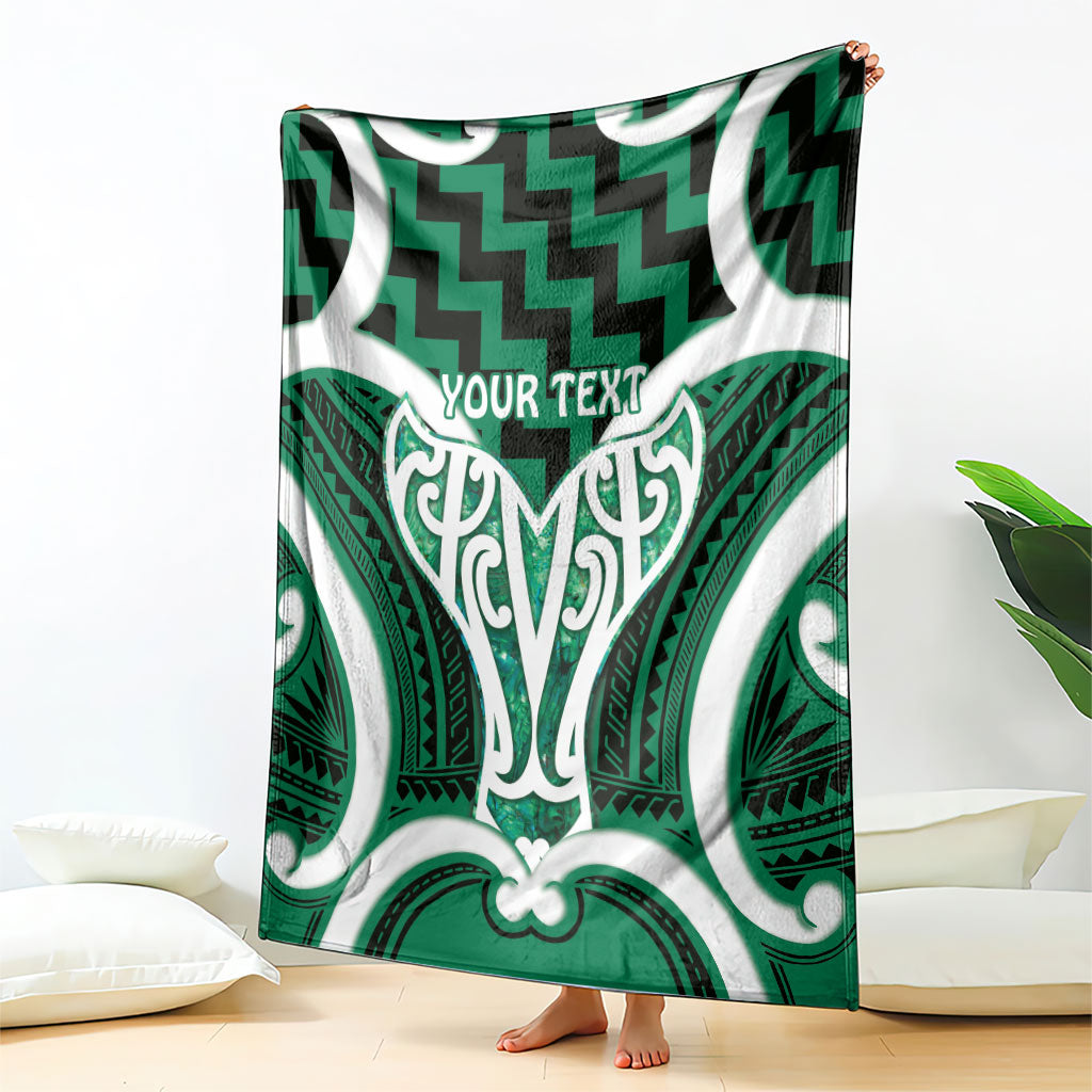 Aotearoa Atua Tangaroa Personalised Blanket God Of The Sea Maori Whale Tail Green