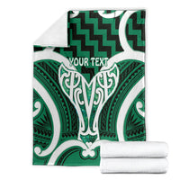 Aotearoa Atua Tangaroa Personalised Blanket God Of The Sea Maori Whale Tail Green