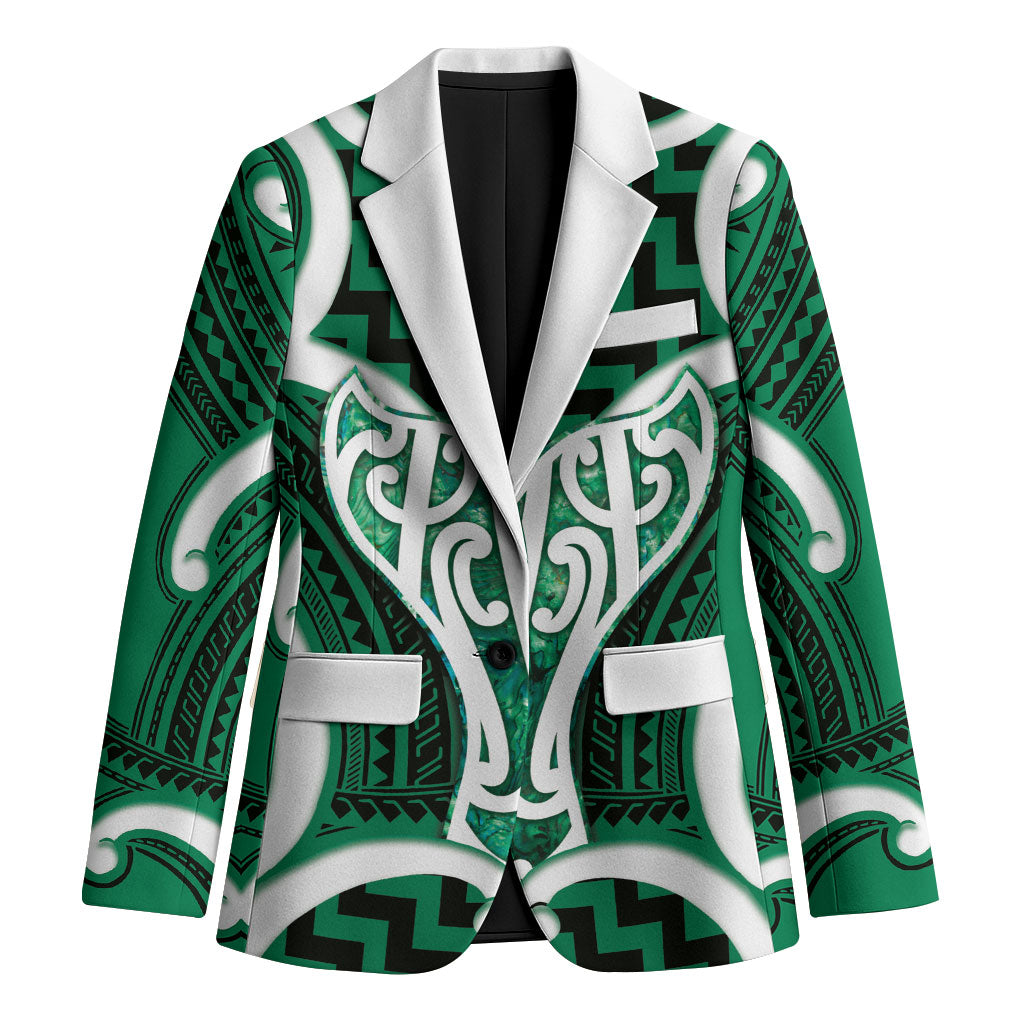 Aotearoa Atua Tangaroa Personalised Blazer God Of The Sea Maori Whale Tail Green