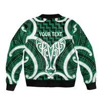Aotearoa Atua Tangaroa Personalised Bomber Jacket God Of The Sea Maori Whale Tail Green