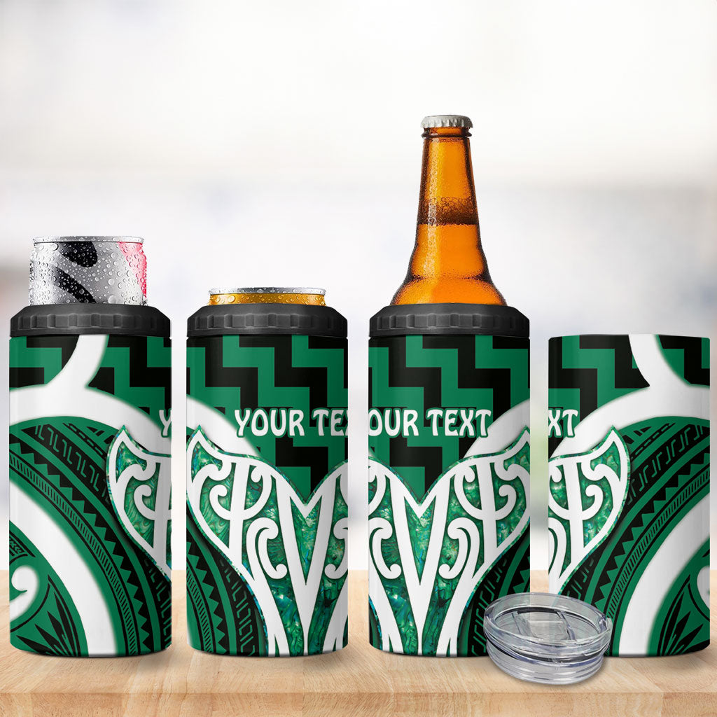 Aotearoa Atua Tangaroa Personalised 4 in 1 Can Cooler Tumbler God Of The Sea Maori Whale Tail Green