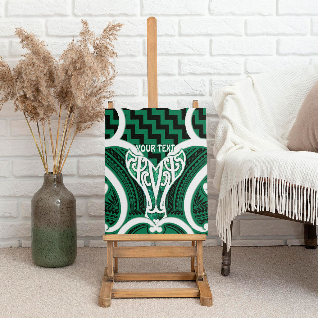 Aotearoa Atua Tangaroa Personalised Canvas Wall Art God Of The Sea Maori Whale Tail Green