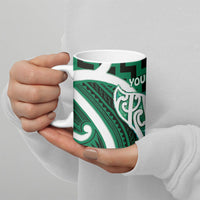 Aotearoa Atua Tangaroa Personalised Ceramic Mug God Of The Sea Maori Whale Tail Green