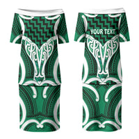Aotearoa Atua Tangaroa Personalised Couples Matching Puletasi and Hawaiian Shirt God Of The Sea Maori Whale Tail Green