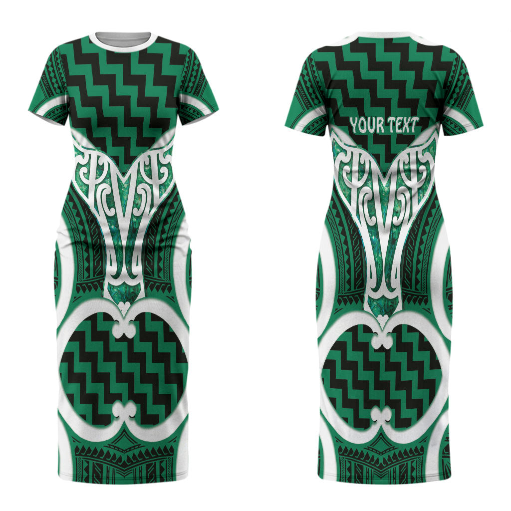 Aotearoa Atua Tangaroa Personalised Couples Matching Short Sleeve Bodycon Dress and Long Sleeve Button Shirt God Of The Sea Maori Whale Tail Green