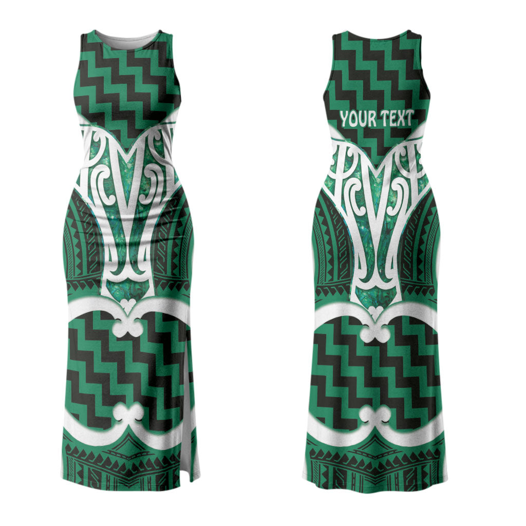 Aotearoa Atua Tangaroa Personalised Couples Matching Tank Maxi Dress and Long Sleeve Button Shirt God Of The Sea Maori Whale Tail Green