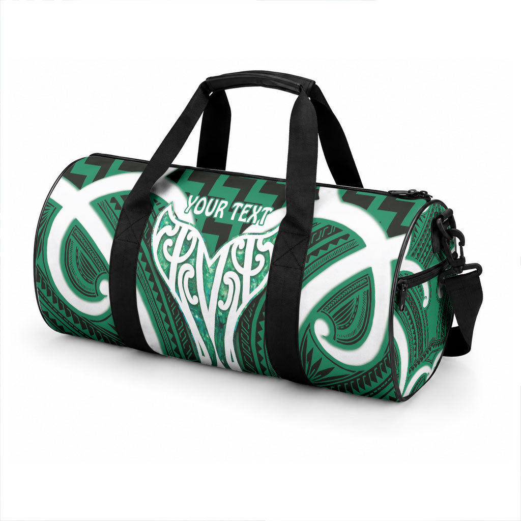 Aotearoa Atua Tangaroa Personalised Duffle Bag God Of The Sea Maori Whale Tail Green