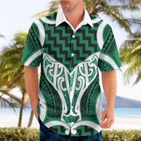 Aotearoa Atua Tangaroa Personalised Hawaiian Shirt God Of The Sea Maori Whale Tail Green