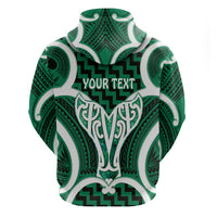 Aotearoa Atua Tangaroa Personalised Hoodie God Of The Sea Maori Whale Tail Green