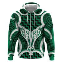 Aotearoa Atua Tangaroa Personalised Hoodie God Of The Sea Maori Whale Tail Green