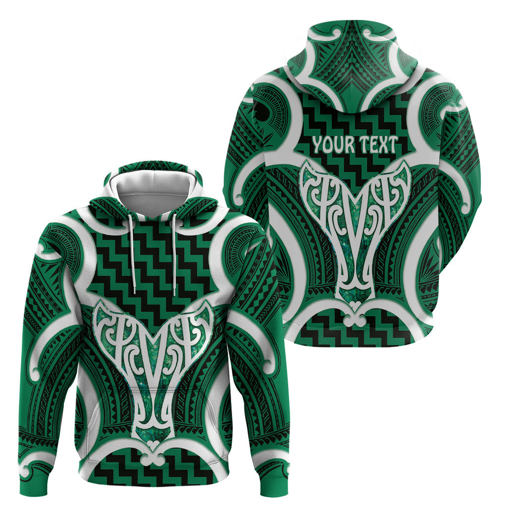 Aotearoa Atua Tangaroa Personalised Hoodie God Of The Sea Maori Whale Tail Green
